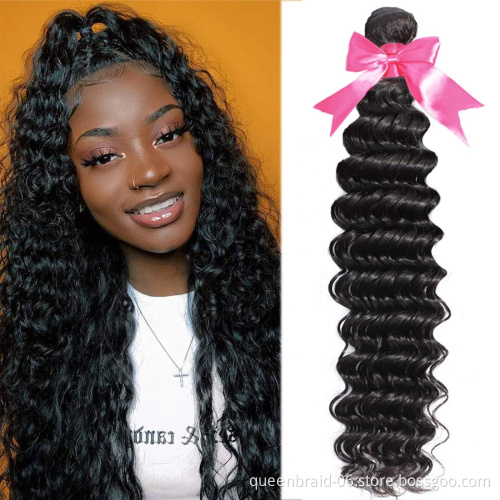 Wholesale Brazilian Hair Deep Wave Bundles Natural Color Human Hair Weaves Bundles Unprocessed Deep Wave Hair Extensions